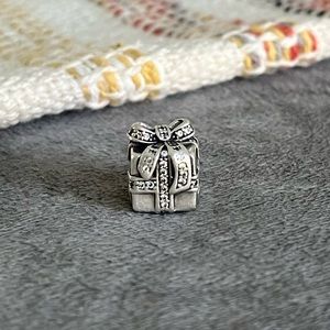 Threaded Birthday present charm  with CZ